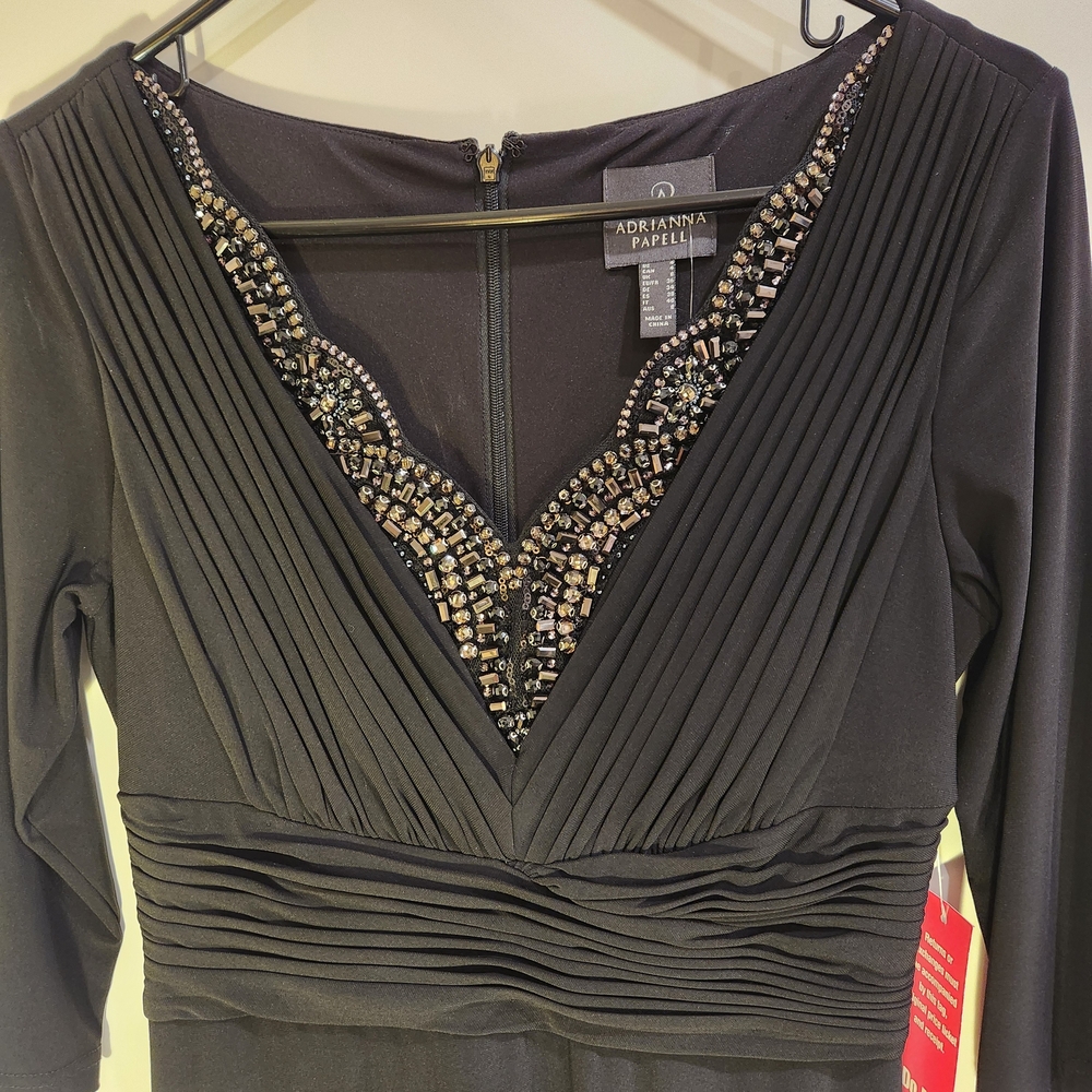 Adrianna Papell Black Size 4 Embellished Women's Dress